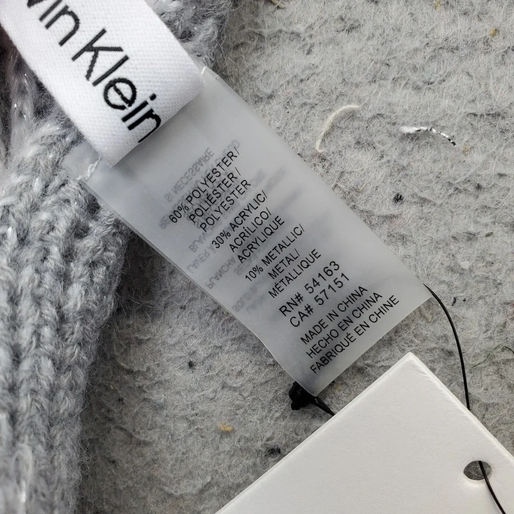 Calvin Klein Ribbed Scarf Unisex One Size Heather Gray Metallic Neck Warmer‎